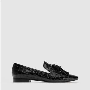 Zara Embossed Leather Loafers